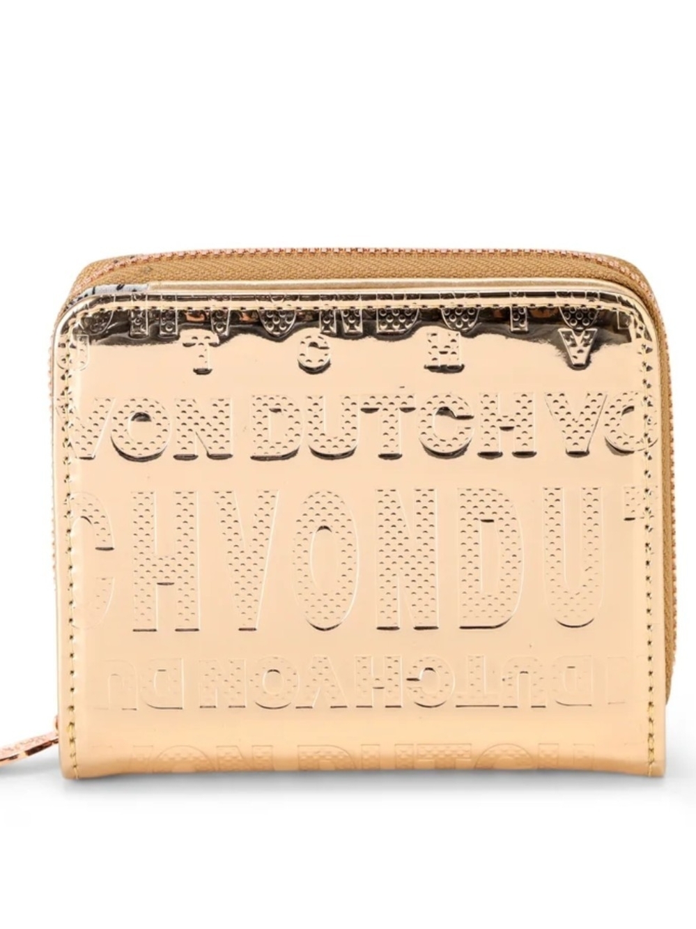 VON DUTCH Metallic Rose Gold Zip Wallet